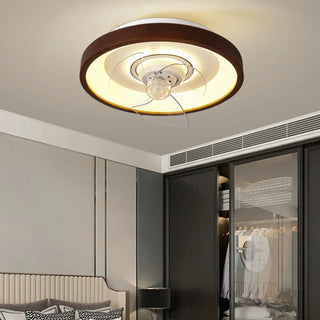 ZOWALA - Modern Wood Integrated LED Flush Mount Ceiling Light Image - 1