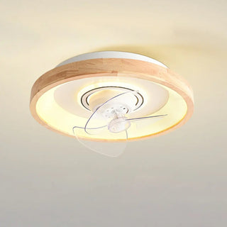 ZOWALA - Modern Wood Integrated LED Flush Mount Ceiling Light Image - 11