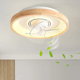 ZOWALA - Modern Wood Integrated LED Flush Mount Ceiling Light Image - 14