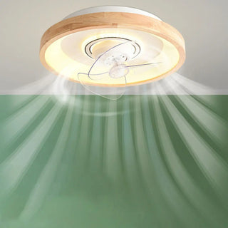 ZOWALA - Modern Wood Integrated LED Flush Mount Ceiling Light Image - 6