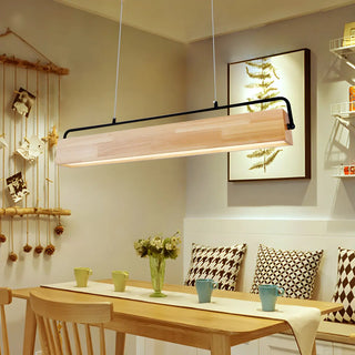 ZOWALA - Modern Wood Linear Island Chandelier Image - 2