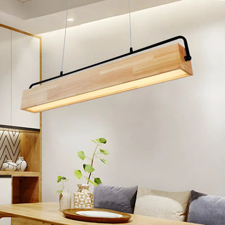 ZOWALA - Modern Wood Linear Island Chandelier Image - 3