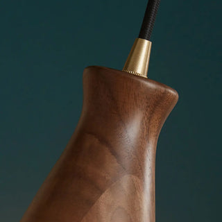 ZOWALA - Modern Walnut Wooden Ribbed Clear Glass Pendant Light Image - 13