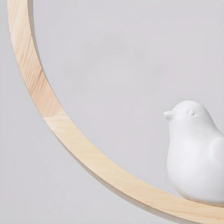 ZOWALA - Modern Wood Ring Globe Bird Pendant Light Adjustable Height Image - 11