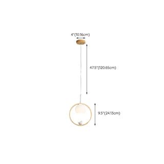 ZOWALA - Modern Wood Ring Globe Bird Pendant Light Adjustable Height #size