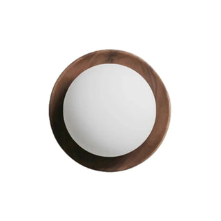 Art Deco Wood Base Round White Glass Wall Sconce Zawala Image - 13