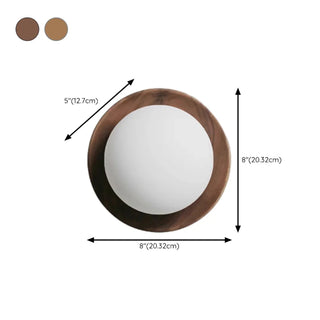 Art Deco Wood Base Round White Glass Wall Sconce Zawala #size