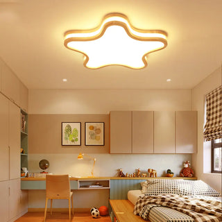 ZOWALA - Modern Flush Mount Wood Star Ceiling Light Image - 1