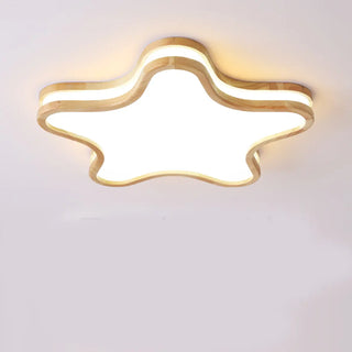ZOWALA - Modern Flush Mount Wood Star Ceiling Light Image - 5