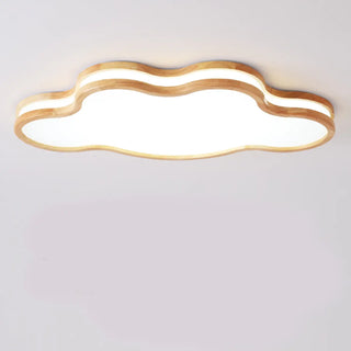 ZOWALA - Modern Flush Mount Wood Star Ceiling Light Image - 7