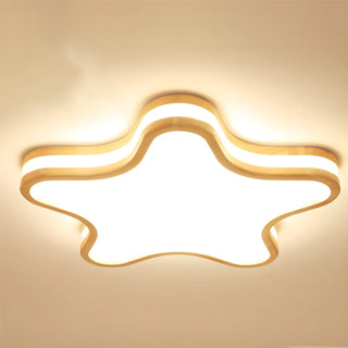 ZOWALA - Modern Flush Mount Wood Star Ceiling Light Image - 8