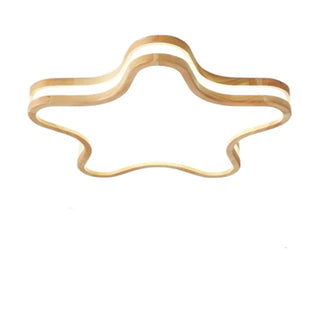 ZOWALA - Modern Flush Mount Wood Star Ceiling Light Image - 9