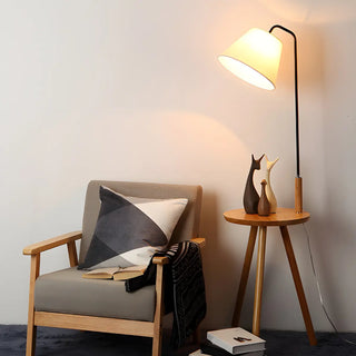Nordic Minimalist Cylinder Wooden Side Table Floor Lamp Zawala Image - 2