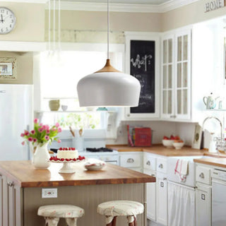 ZOWALA - Modern Wood Drum LED Pendant Light Flexible Length Image - 1