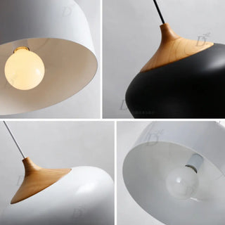 ZOWALA - Modern Wood Drum LED Pendant Light Flexible Length Image - 5