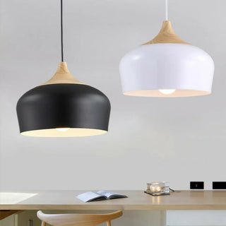 ZOWALA - Modern Wood Drum LED Pendant Light Flexible Length Image - 6