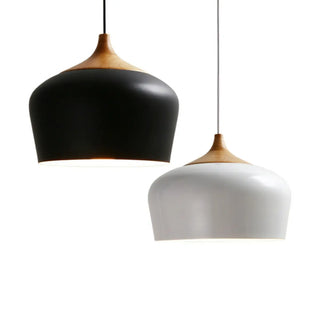 ZOWALA - Modern Wood Drum LED Pendant Light Flexible Length Image - 7