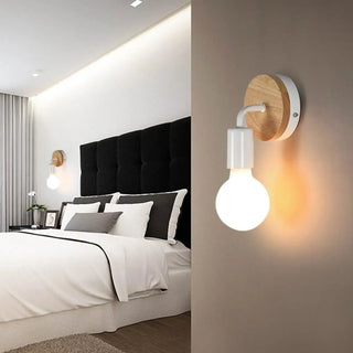 Bedroom Bulb-Shaped White Modern Wood Vanity Light Zawala Image - 1