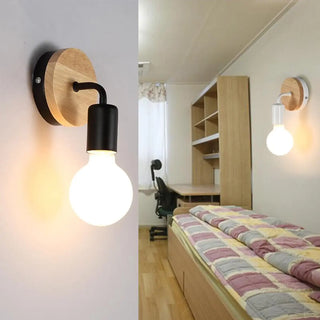 Bedroom Bulb-Shaped White Modern Wood Vanity Light Zawala Image - 2
