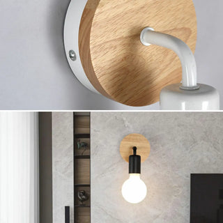 Bedroom Bulb-Shaped White Modern Wood Vanity Light Zawala Image - 7
