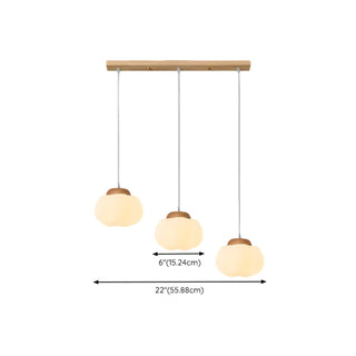 Modern Wood White Glass Drum Round Pendant Light Zawala Image - 12