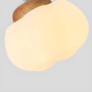 Modern Wood White Glass Drum Round Pendant Light Zawala Image - 9