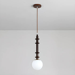 ZOWALA - Modern Wooden Medium White Glass Ball Pendant Light Image - 4