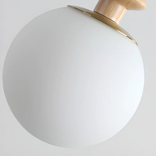 ZOWALA - Modern Wooden Medium White Glass Ball Pendant Light Image - 8