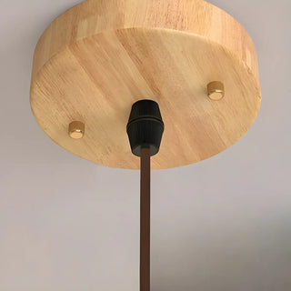 ZOWALA - Modern Wood Oval Cylinder Glass Dining Room Pendant Lightt Image - 9