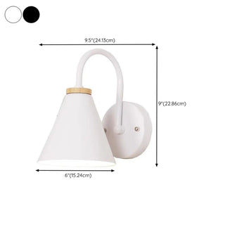 Modern Wooden Base Cone Metal Shade Wall Sconce Zawala Image - 14
