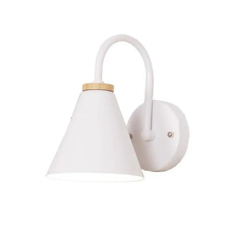 Modern Wooden Base Cone Metal Shade Wall Sconce Zawala Image - 6