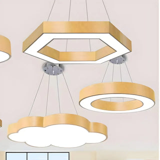 ZOWALA - Yellow Cloud LED Adjustable Height Kids Room Chandelier Image - 3