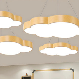 ZOWALA - Yellow Cloud LED Adjustable Height Kids Room Chandelier Image - 9