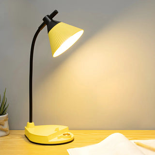 Yellow Simple Conical Dorm LED Modern Table Lamp Zawala Image - 2