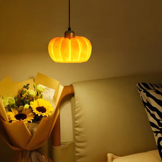 Modern Pumpkin Adjustable Yellow LED Pendant Lamp Zawala Image - 2