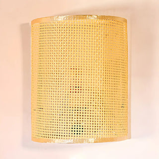 Coastal Cylinder Rattan Bedroom Mini Yellow Wall Sconce Zawala Image - 10