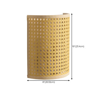 Coastal Cylinder Rattan Bedroom Mini Yellow Wall Sconce Zawala #size