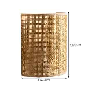 Coastal Cylinder Rattan Bedroom Mini Yellow Wall Sconce Zawala Image - 14