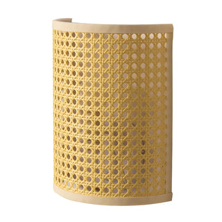Coastal Cylinder Rattan Bedroom Mini Yellow Wall Sconce Zawala Image - 5