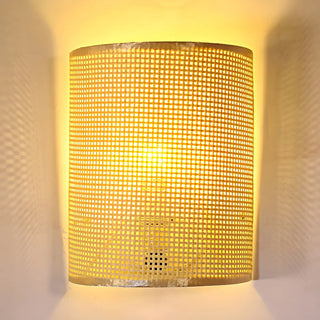 Coastal Cylinder Rattan Bedroom Mini Yellow Wall Sconce Zawala Image - 9