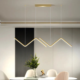 ZOWALA - Minimalist Linear Z Shape Black Dining Room Pendant Light Image - 2