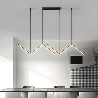 ZOWALA - Minimalist Linear Z Shape Black Dining Room Pendant Light Image - 3