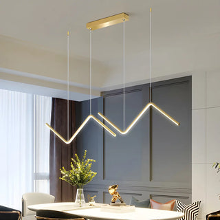 ZOWALA - Minimalist Linear Z Shape Black Dining Room Pendant Light Image - 4