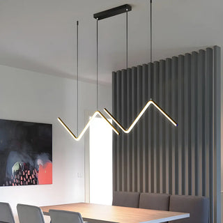 ZOWALA - Minimalist Linear Z Shape Black Dining Room Pendant Light Image - 5