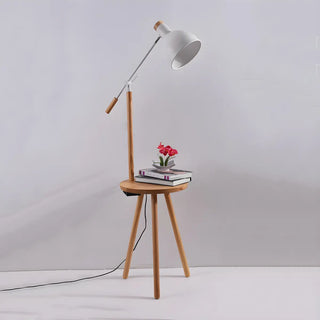 Adjustable Dome Wooden Floor Lamp with Side Table Zawala Image - 10