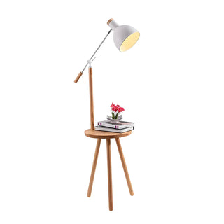 Adjustable Dome Wooden Floor Lamp with Side Table Zawala Image - 15