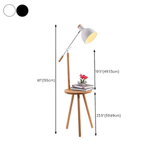 Adjustable Dome Wooden Floor Lamp with Side Table Zawala #size