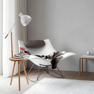 Adjustable Dome Wooden Floor Lamp with Side Table Zawala Image - 4