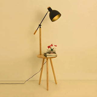 Adjustable Dome Wooden Floor Lamp with Side Table Zawala Image - 5