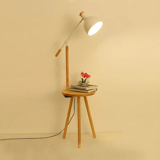 Adjustable Dome Wooden Floor Lamp with Side Table Zawala Image - 6